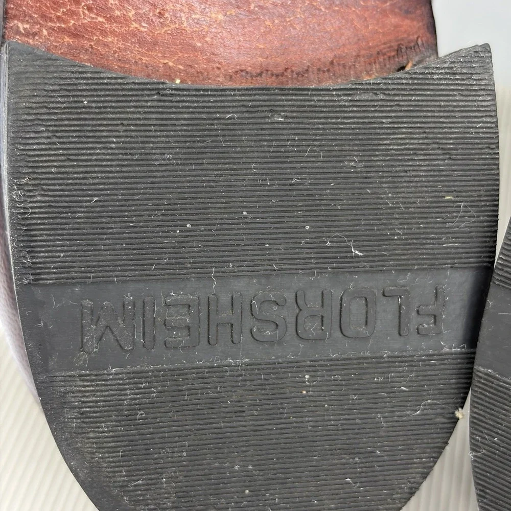 Vtg Florsheim Mens 10 3E EEE Loafers Dress Shoes Burgundy Leather Slip On Buckle